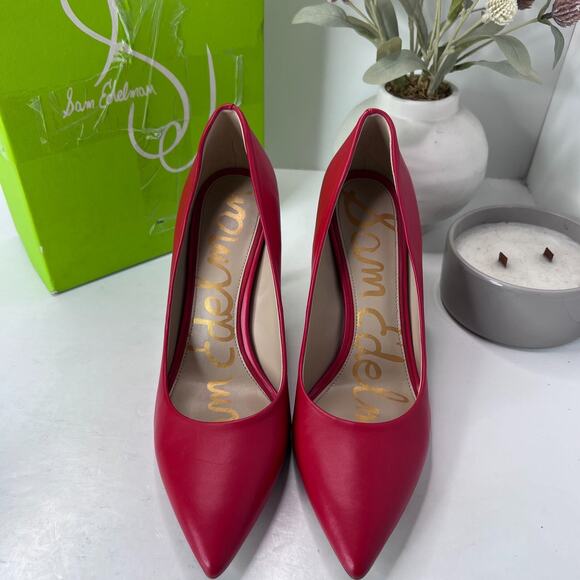 Sam Edelman Hazel Leather Pointed Toe Pump Red Women's 9.5W Read Desc - Picture 7 of 11